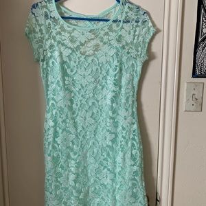 Teal lace dress